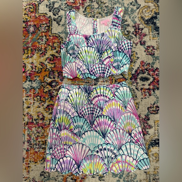 Robe D'été Lilly Pulitzer Thème Coquillage Plage - Imprimé Coloré - Taille 2 - Occasion Très Bon état